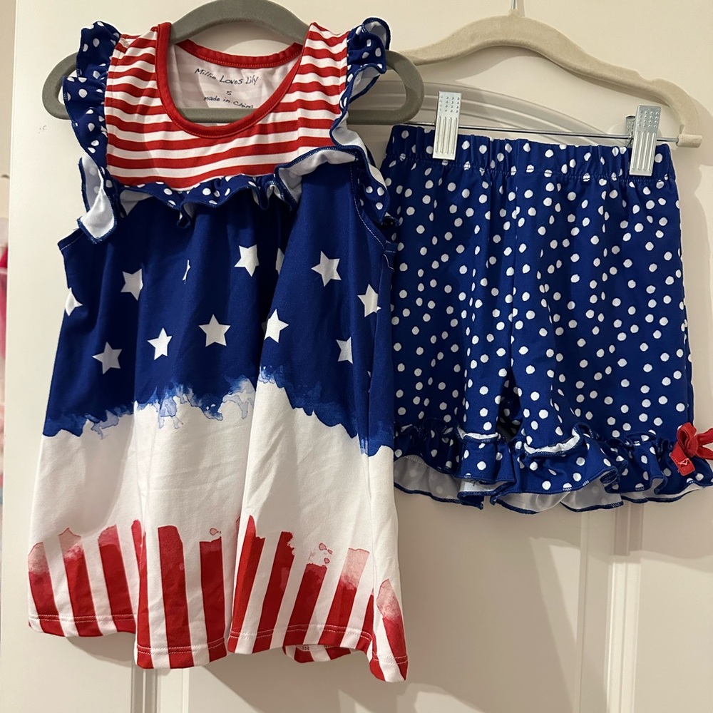 Millie Loves Lily 5Y Red White & Blue Tank and shorts set 🇺🇸
